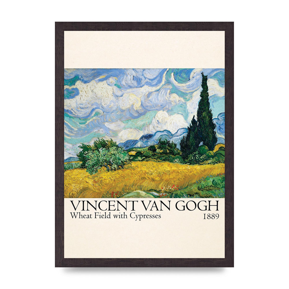 Vincent Van Gogh Wheat Field With Cypresses 1889 Wall Art - A3 framed