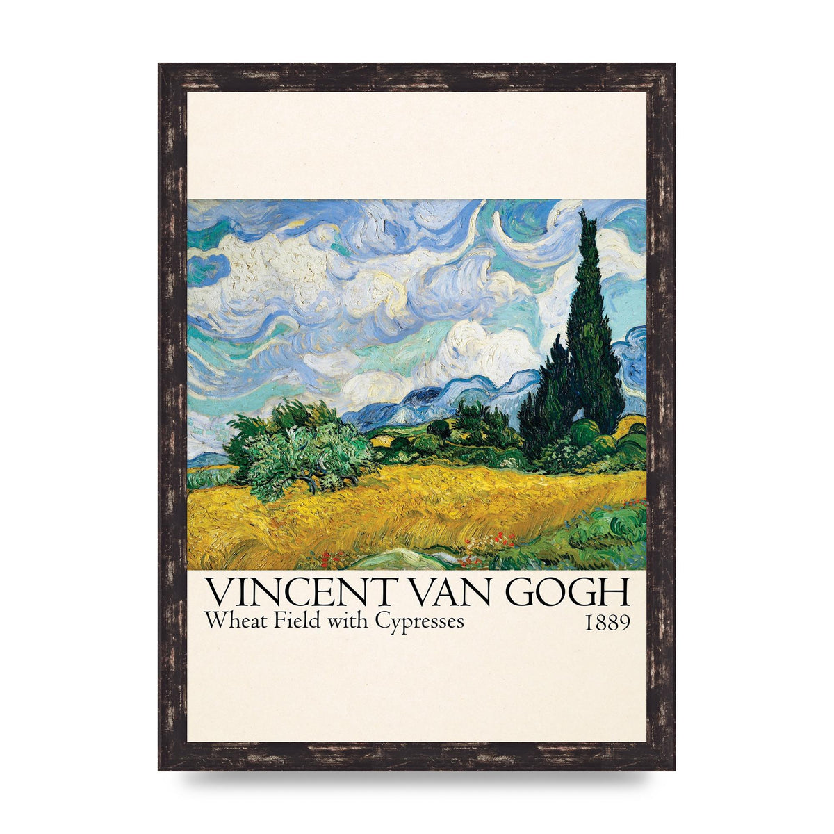 Vincent Van Gogh Wheat Field With Cypresses 1889 Wall Art - A3 framed