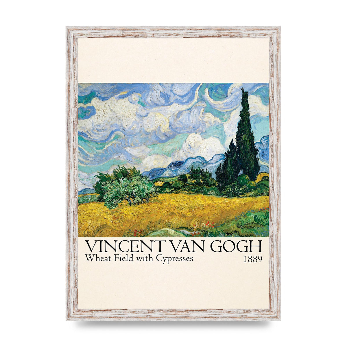Vincent Van Gogh Wheat Field With Cypresses 1889 Wall Art - A3 framed