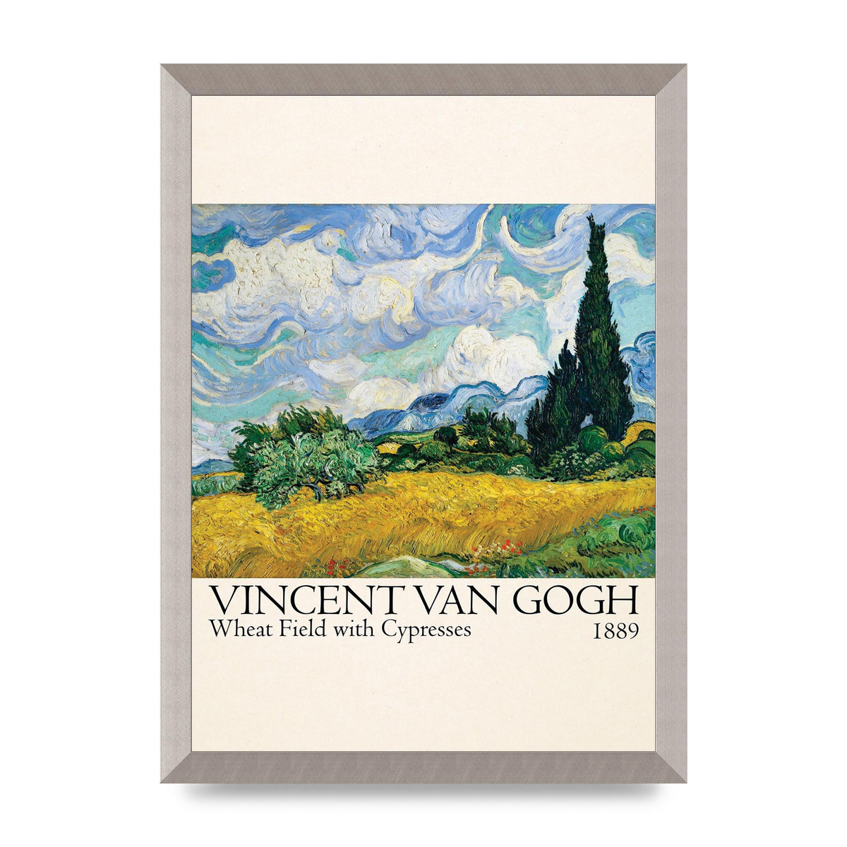 Vincent Van Gogh Wheat Field With Cypresses 1889 Wall Art - A3 framed