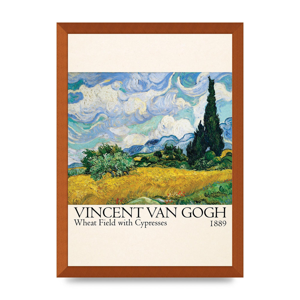 Vincent Van Gogh Wheat Field With Cypresses 1889 Wall Art - A3 framed