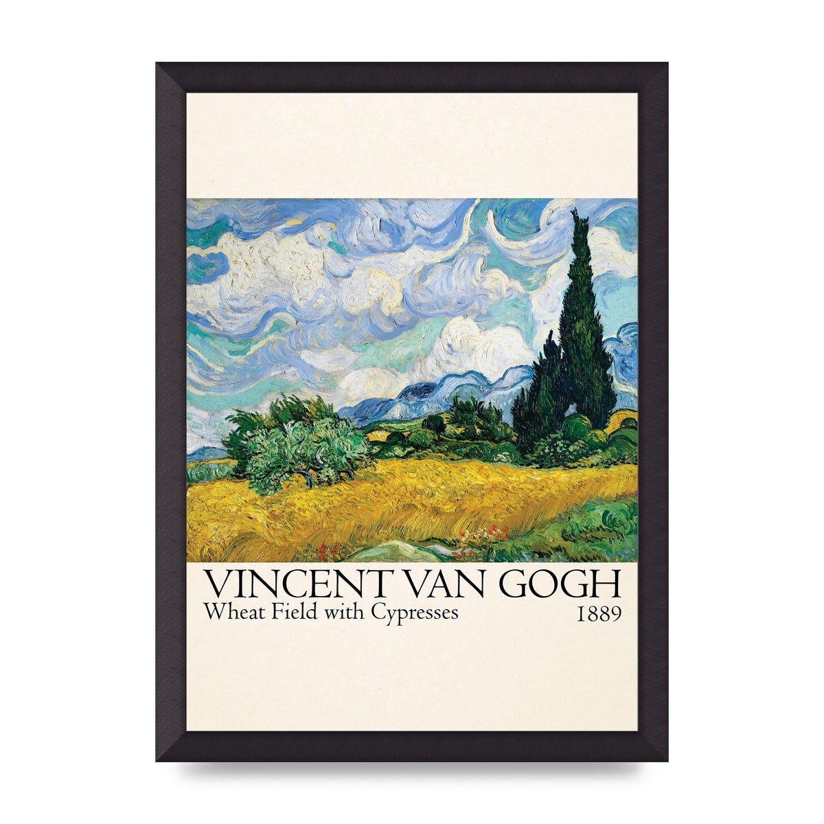 Vincent Van Gogh Wheat Field With Cypresses 1889 Wall Art - A3 framed