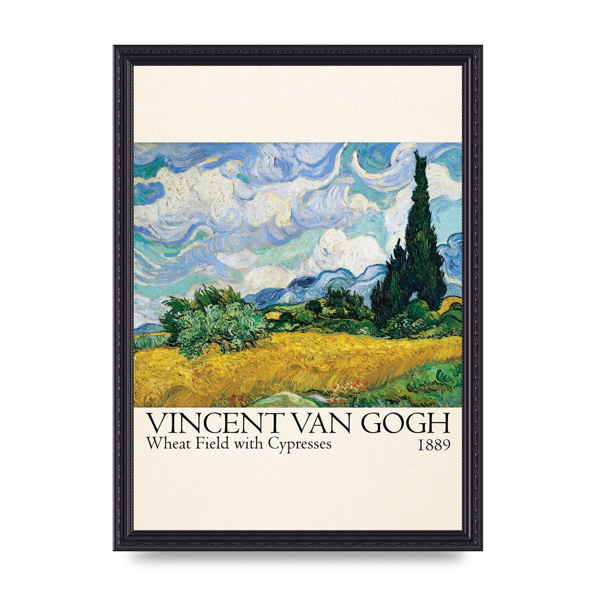 Vincent Van Gogh Wheat Field With Cypresses 1889 Wall Art - A3 framed