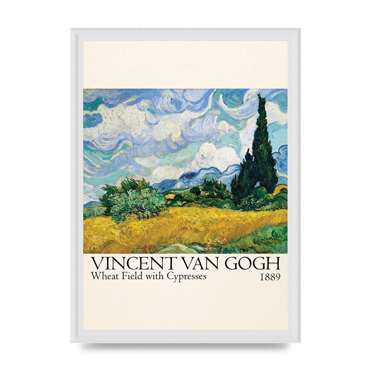 Vincent Van Gogh Wheat Field With Cypresses 1889 Wall Art - A3 framed