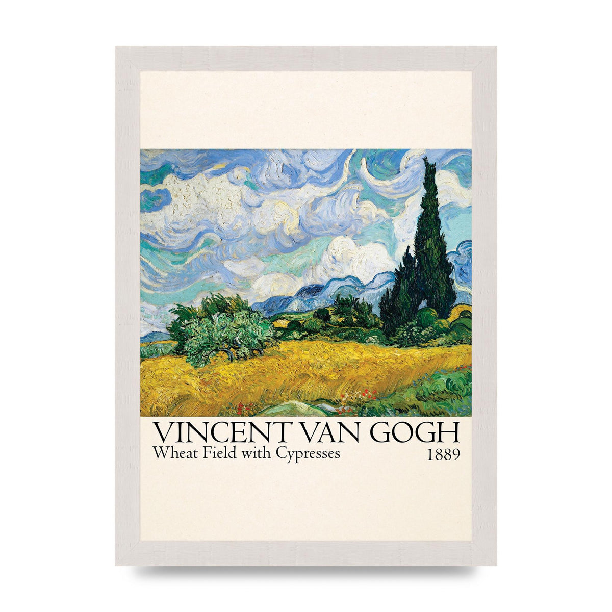Vincent Van Gogh Wheat Field With Cypresses 1889 Wall Art - A4 framed
