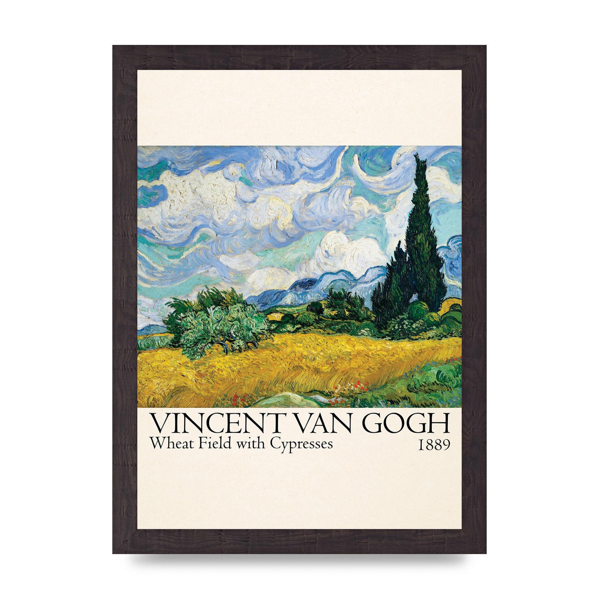 Vincent Van Gogh Wheat Field With Cypresses 1889 Wall Art - A4 framed