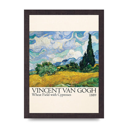Vincent Van Gogh Wheat Field With Cypresses 1889 Wall Art - A4 framed
