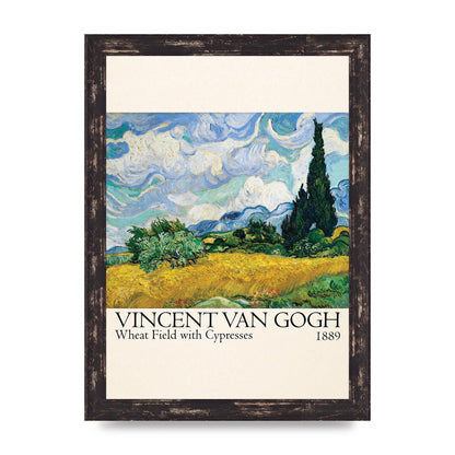 Vincent Van Gogh Wheat Field With Cypresses 1889 Wall Art - A4 framed