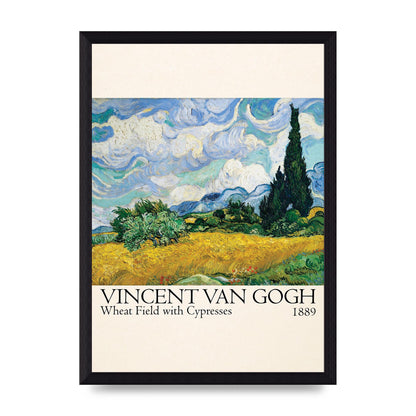 Vincent Van Gogh Wheat Field With Cypresses 1889 Wall Art - A4 framed