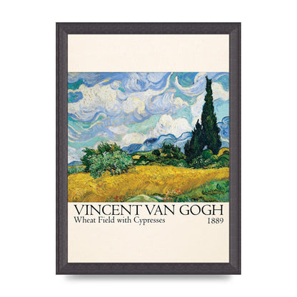 Vincent Van Gogh Wheat Field With Cypresses 1889 Wall Art - A4 framed