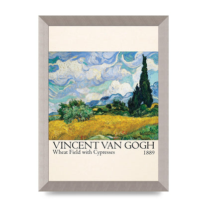 Vincent Van Gogh Wheat Field With Cypresses 1889 Wall Art - A4 framed