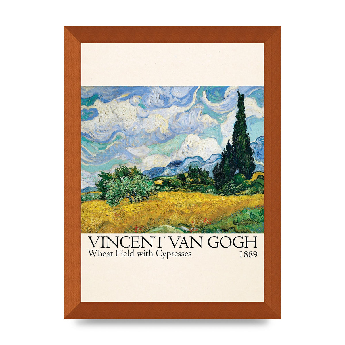 Vincent Van Gogh Wheat Field With Cypresses 1889 Wall Art - A4 framed