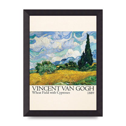 Vincent Van Gogh Wheat Field With Cypresses 1889 Wall Art - A4 framed