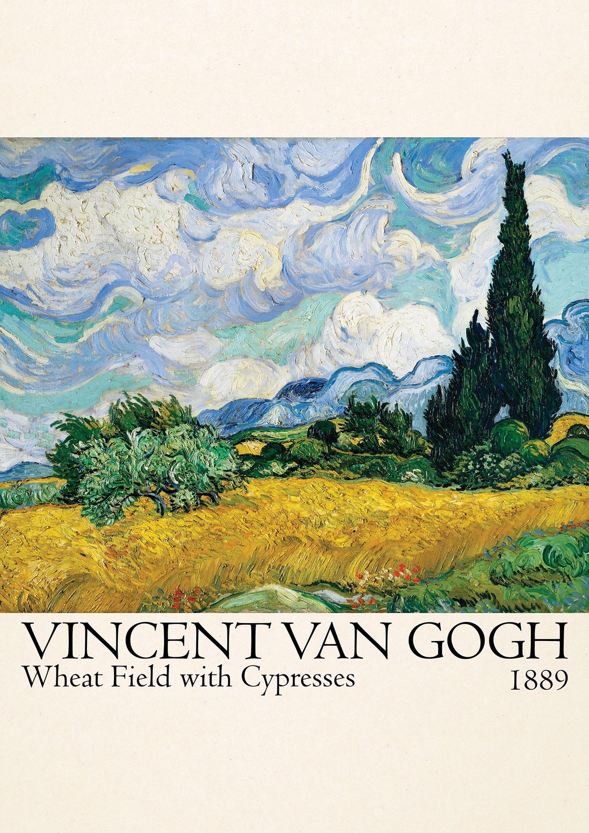 Vincent Van Gogh Wheat Field With Cypresses 1889 Wall Art - detail