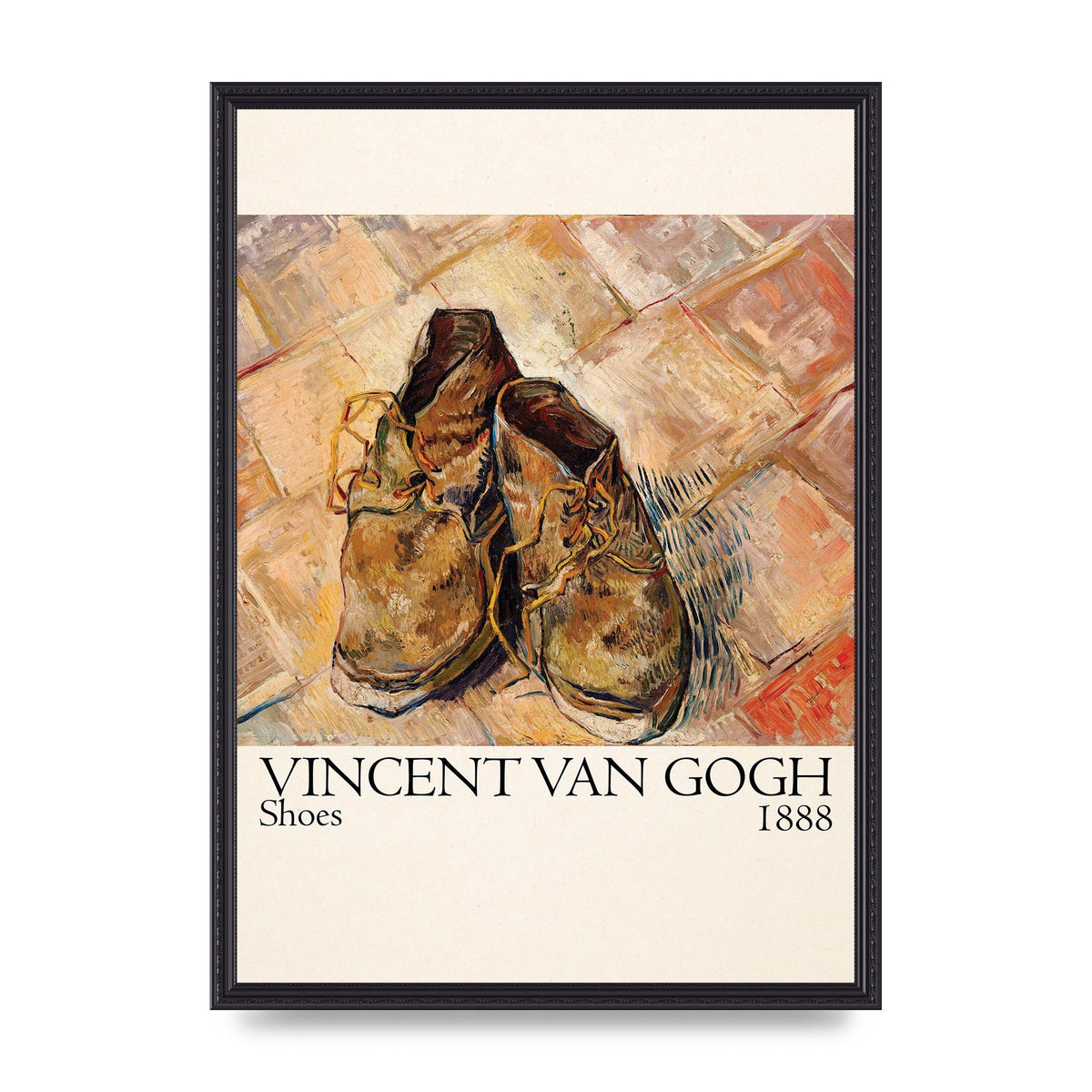 Vincent Van Gogh Shoes 1888 Printed Poster - A2 framed