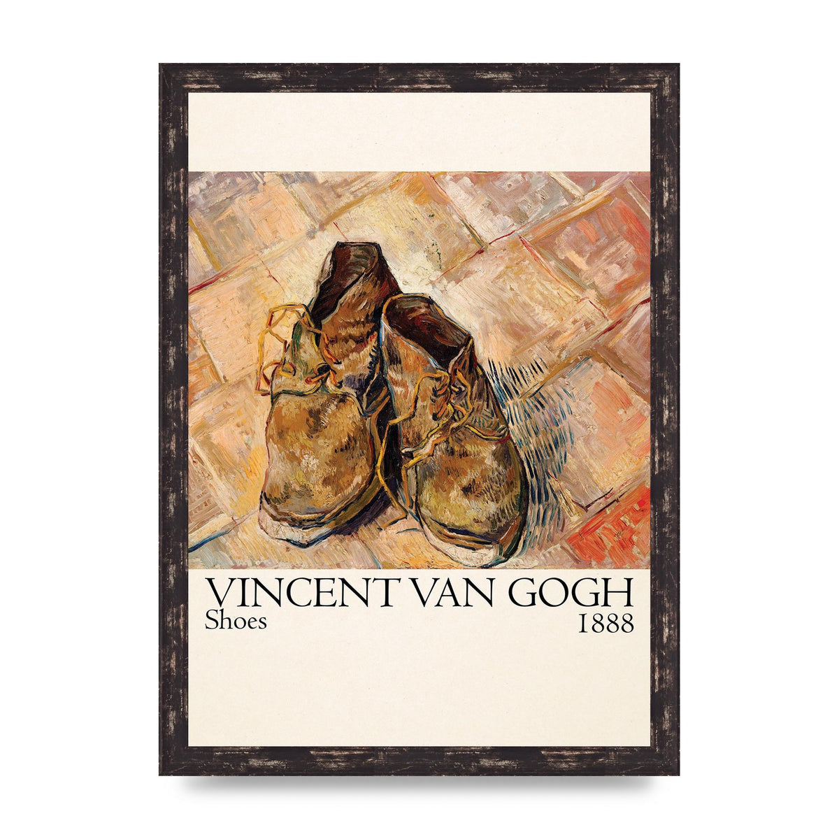 Vincent Van Gogh Shoes 1888 Printed Poster - A3 framed