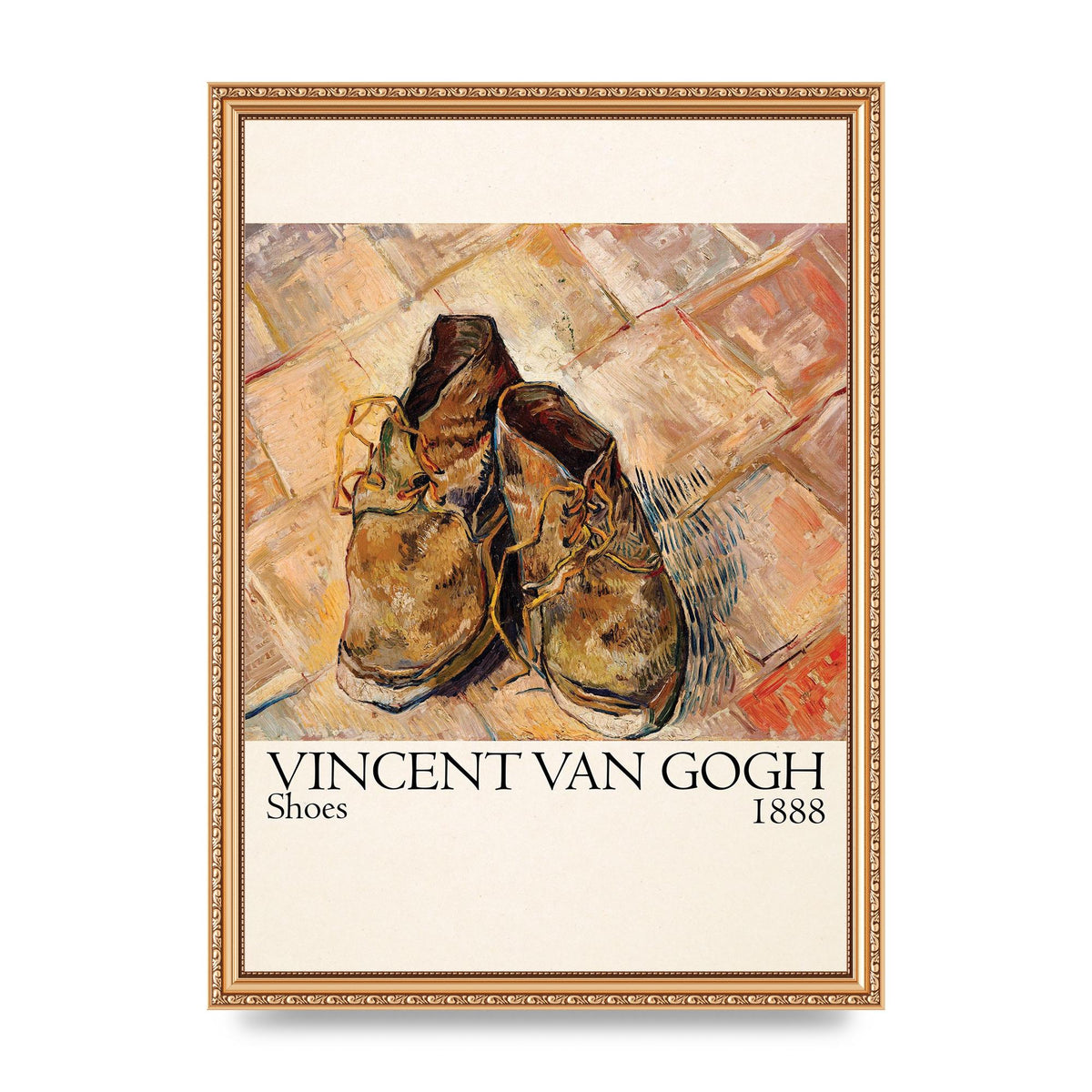 Vincent Van Gogh Shoes 1888 Printed Poster - A3 framed
