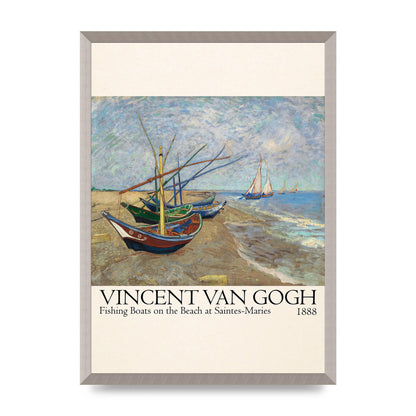 Vincent Van Gogh Fishing Boats On The Beach At Saintes Maries 1888 Printed Poster - A2 framed