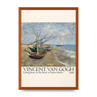 Vincent Van Gogh Fishing Boats On The Beach At Saintes Maries 1888 Printed Poster - A2 framed