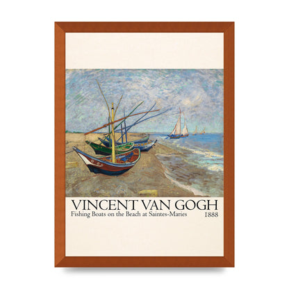 Vincent Van Gogh Fishing Boats On The Beach At Saintes Maries 1888 Printed Poster - A3 framed