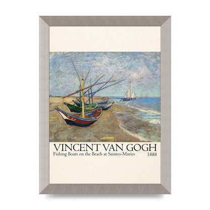 Vincent Van Gogh Fishing Boats On The Beach At Saintes Maries 1888 Printed Poster - A4 framed