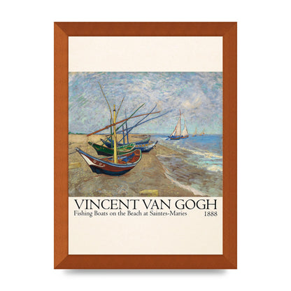 Vincent Van Gogh Fishing Boats On The Beach At Saintes Maries 1888 Printed Poster - A4 framed