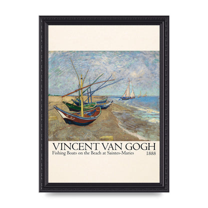 Vincent Van Gogh Fishing Boats On The Beach At Saintes Maries 1888 Printed Poster - A4 framed