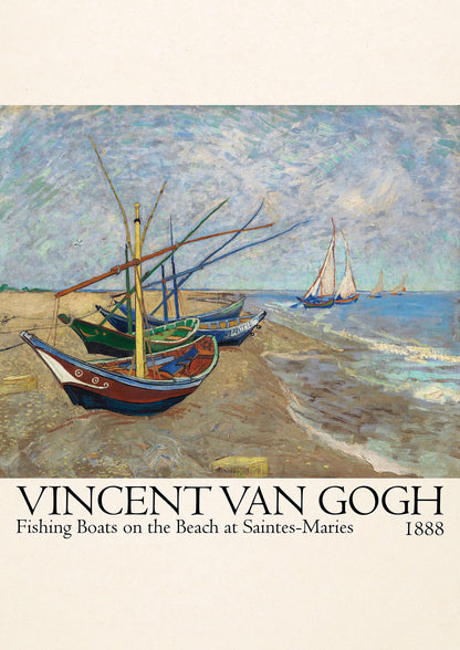 Vincent Van Gogh Fishing Boats On The Beach At Saintes Maries 1888 Printed Poster - detail