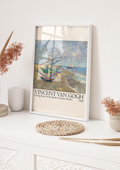 Vincent Van Gogh Fishing Boats On The Beach At Saintes Maries 1888 Printed Poster - hall 1