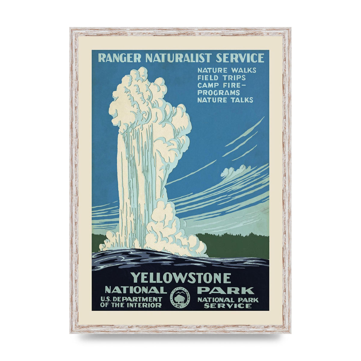 Travel Poster Yellowstone National Park Usa Art For The Home - A2 framed