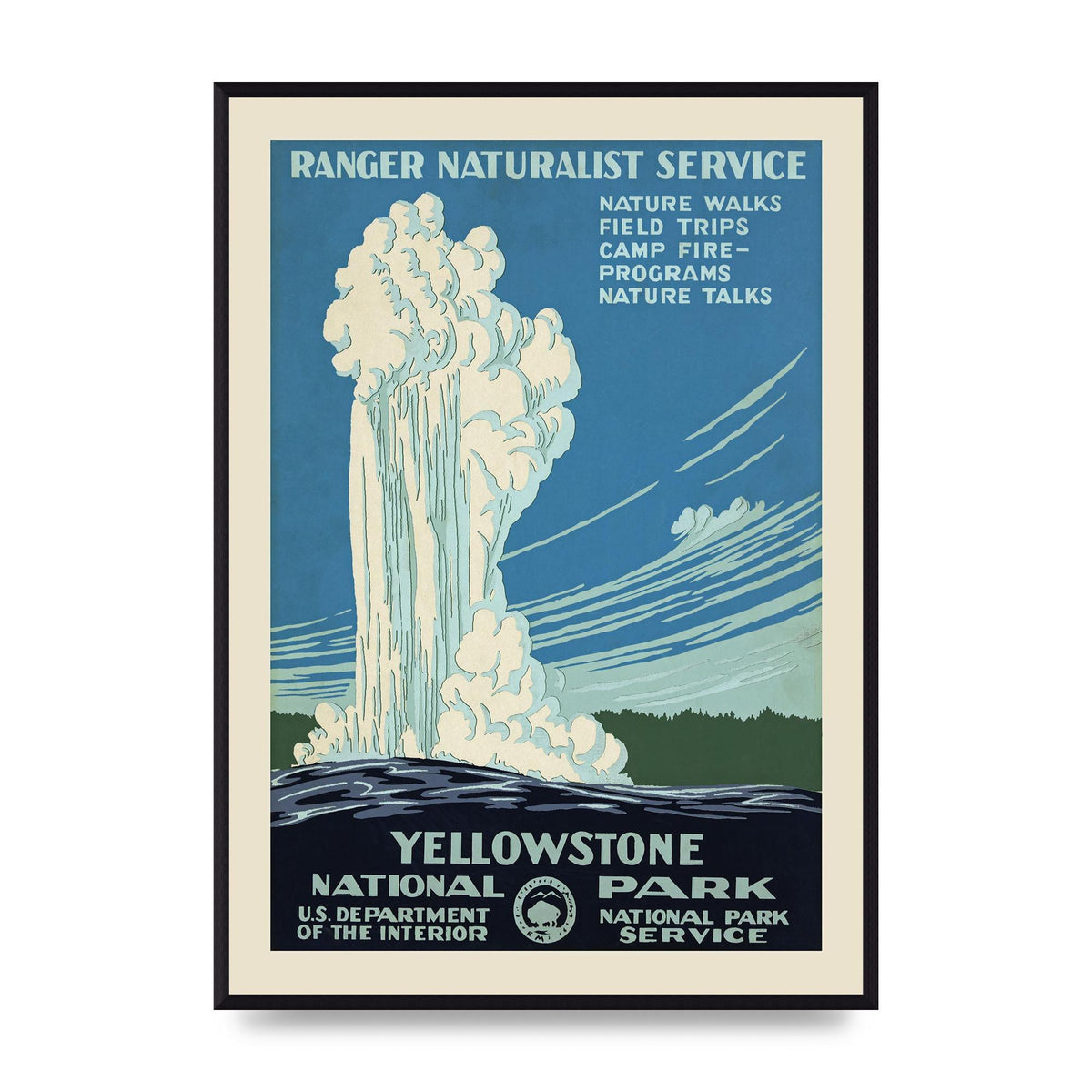Travel Poster Yellowstone National Park Usa Art For The Home - A2 framed