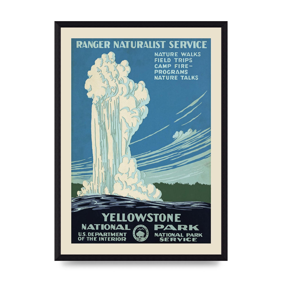 Travel Poster Yellowstone National Park Usa Art For The Home - A3 framed