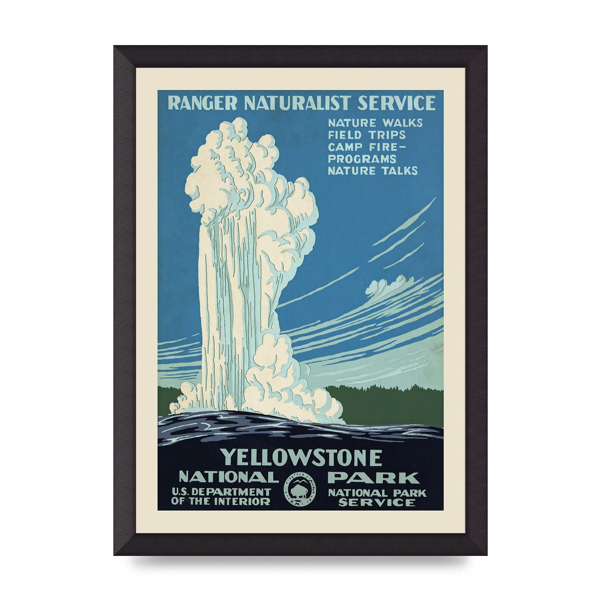 Travel Poster Yellowstone National Park Usa Art For The Home - A3 framed