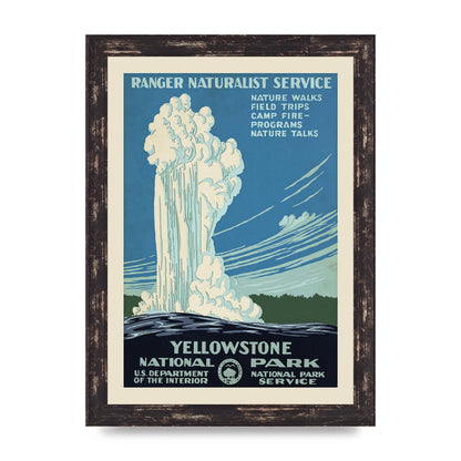 Travel Poster Yellowstone National Park Usa Art For The Home - A4 framed