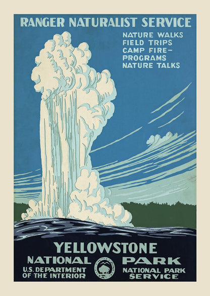 Travel Poster Yellowstone National Park Usa Art For The Home - detail