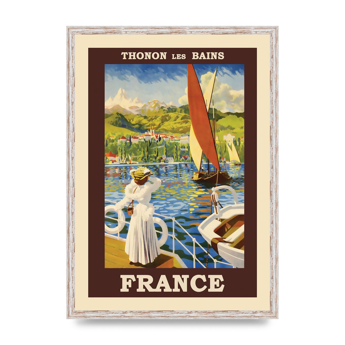 Travel Poster Thonon Les Bains France Printed Poster - A2 framed