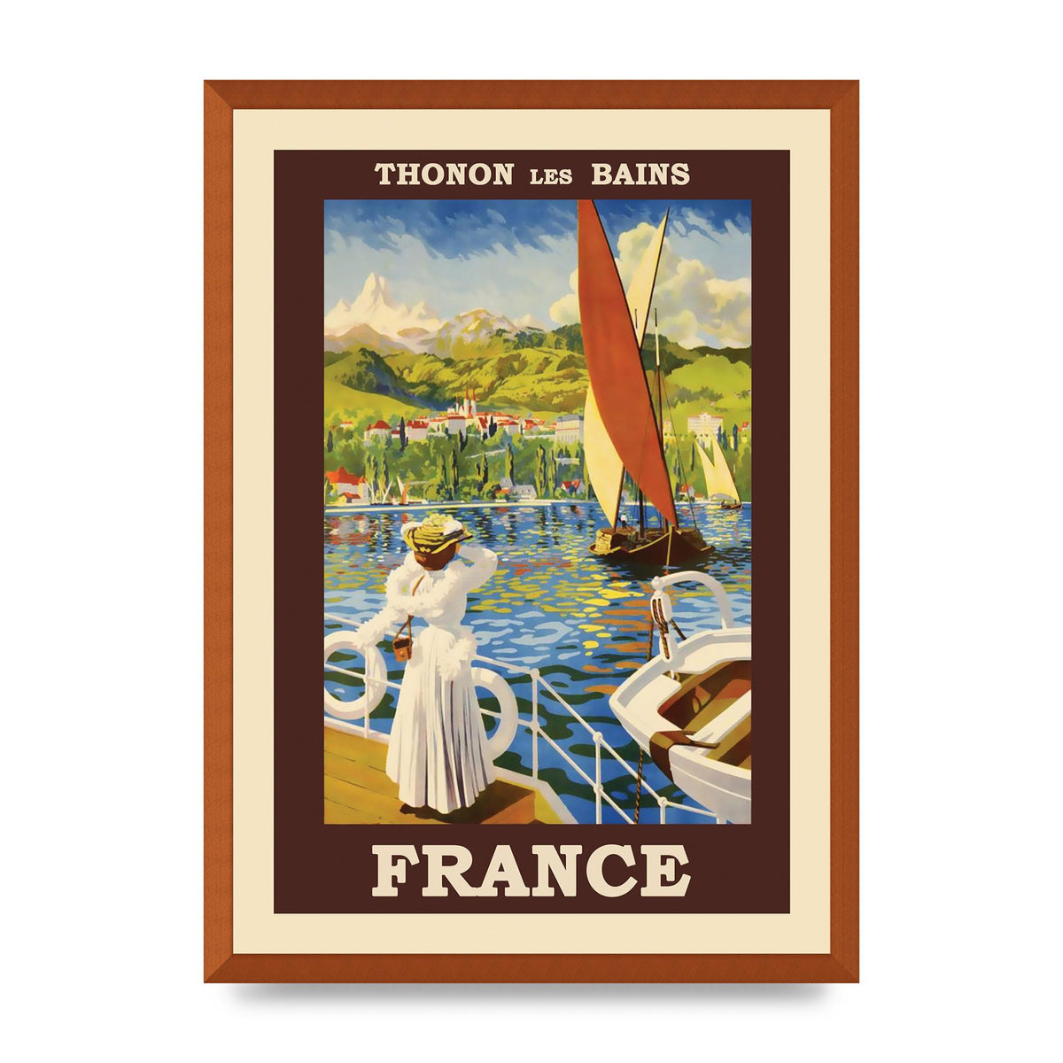 Travel Poster Thonon Les Bains France Printed Poster - A2 framed