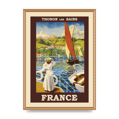 Travel Poster Thonon Les Bains France Printed Poster - A2 framed