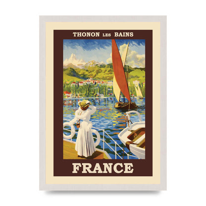 Travel Poster Thonon Les Bains France Printed Poster - A3 framed