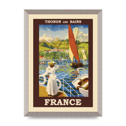 Travel Poster Thonon Les Bains France Printed Poster - A3 framed
