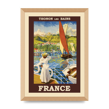 Travel Poster Thonon Les Bains France Printed Poster - A3 framed