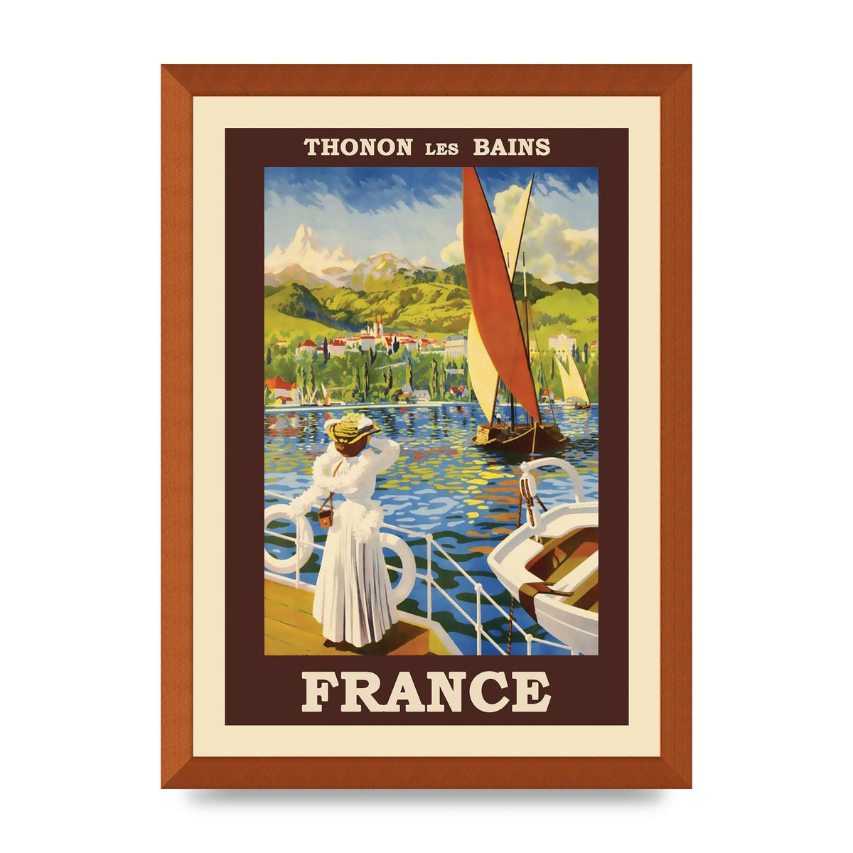 Travel Poster Thonon Les Bains France Printed Poster - A3 framed