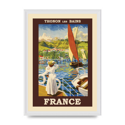 Travel Poster Thonon Les Bains France Printed Poster - A3 framed