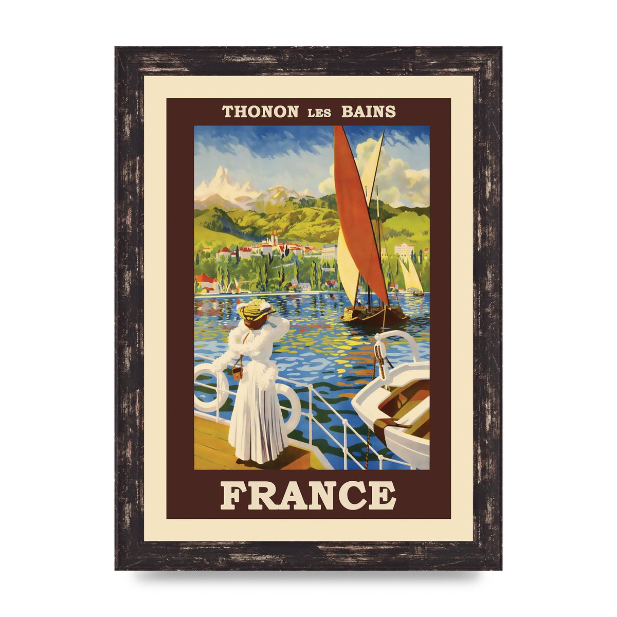 Travel Poster Thonon Les Bains France Printed Poster - A4 framed