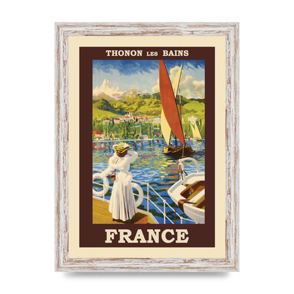 Travel Poster Thonon Les Bains France Printed Poster - A4 framed