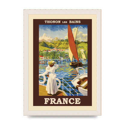 Travel Poster Thonon Les Bains France Printed Poster - A4 framed