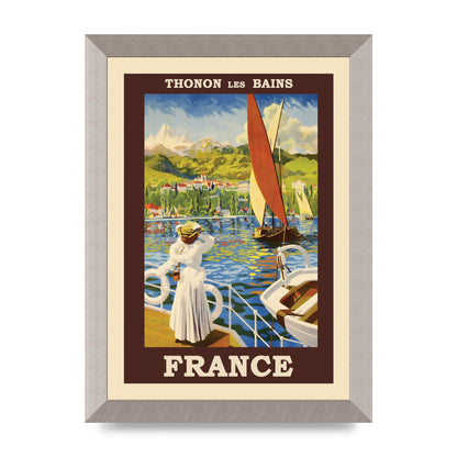 Travel Poster Thonon Les Bains France Printed Poster - A4 framed