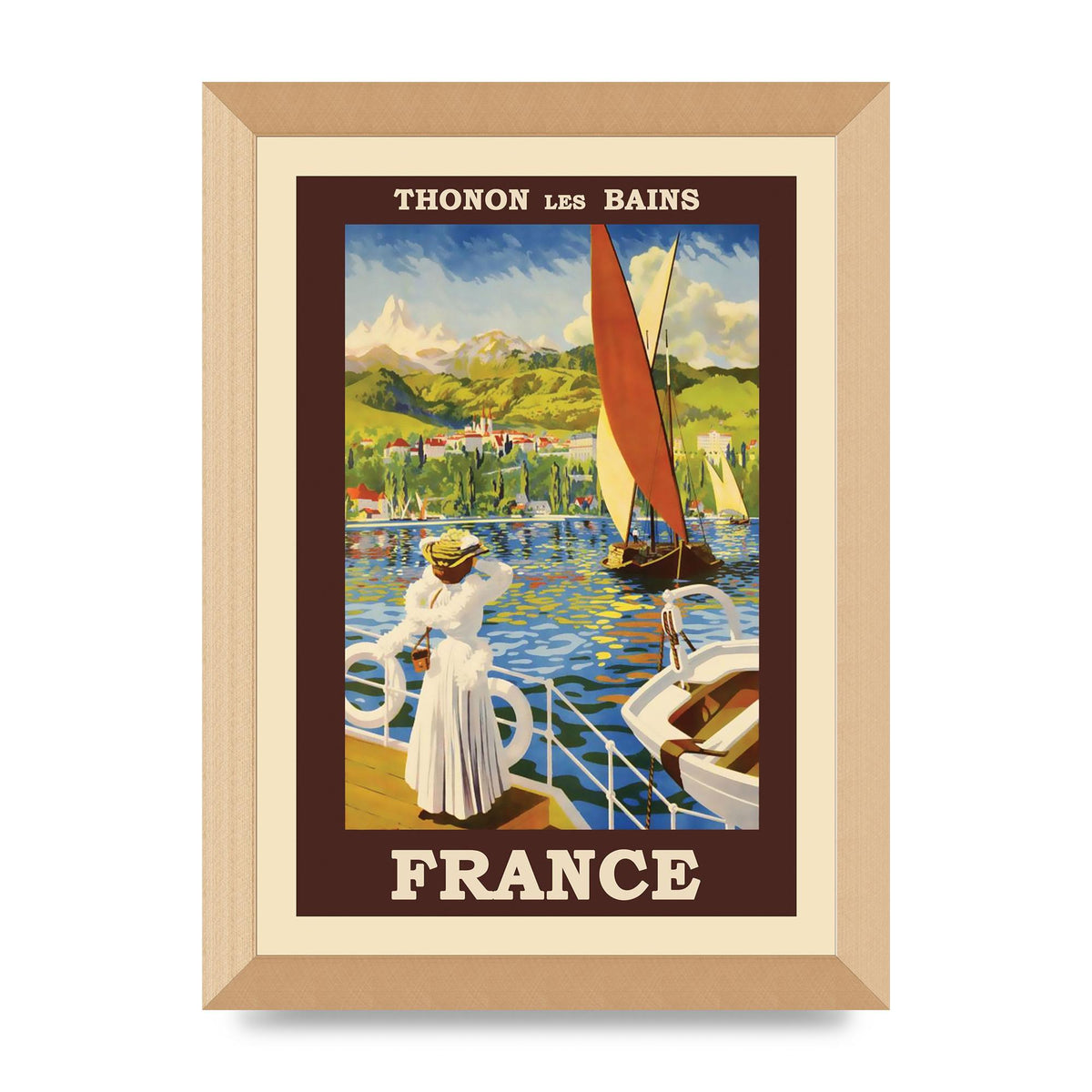Travel Poster Thonon Les Bains France Printed Poster - A4 framed