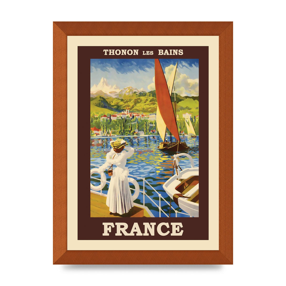 Travel Poster Thonon Les Bains France Printed Poster - A4 framed
