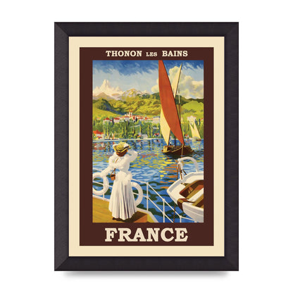 Travel Poster Thonon Les Bains France Printed Poster - A4 framed